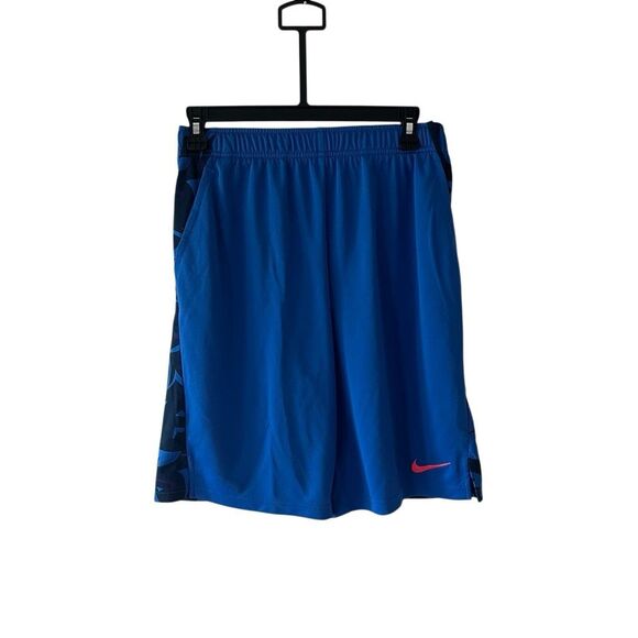 Nike Dri-fit basketball boys shorts NWT blue and black geometric drawstring shor - Picture 1 of 4